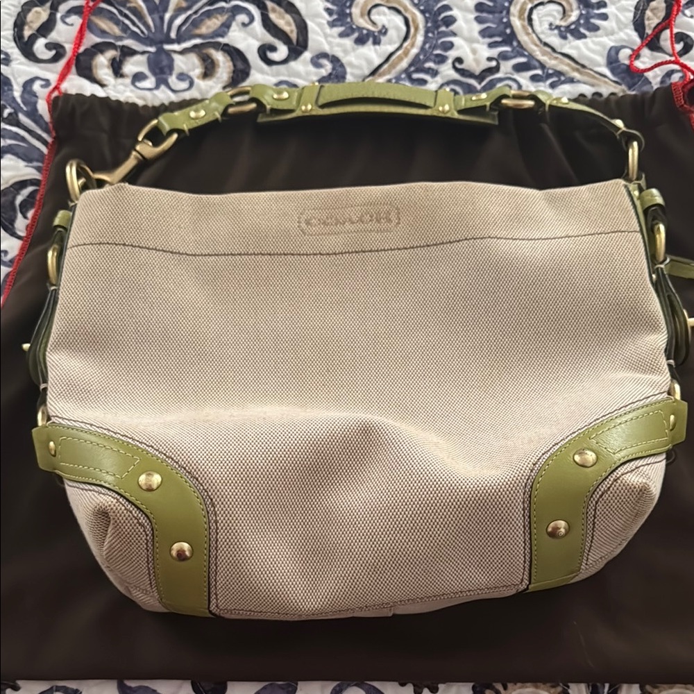 Coach Beige and Green Women's Bag